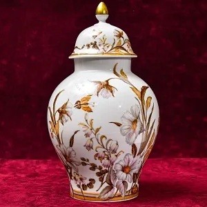 Большой Авторский Вазон - Ваза с крышкой «Цветение Лета» Фарфор KAISER Германия.