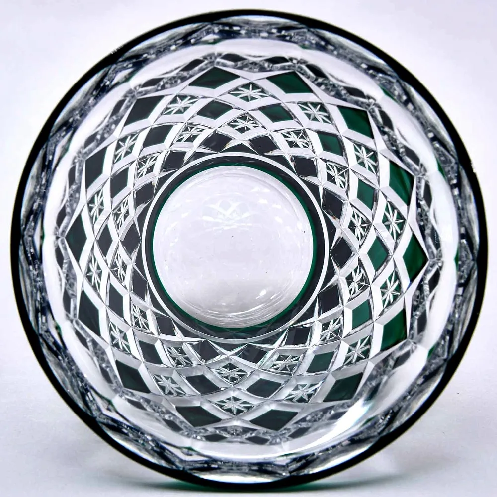 Классическая Хрустальная Бельгийская Ваза Зелёного цвета, VAL SAINT LAMBERT, середина ХХ века.