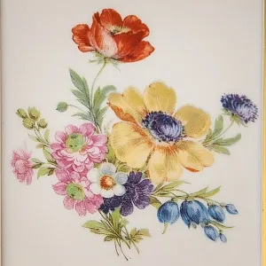 Коллекционный Набор из Трех Фарфоровых Плакеток - Картин - Панно «Летние Цветы», Lindner Германия.