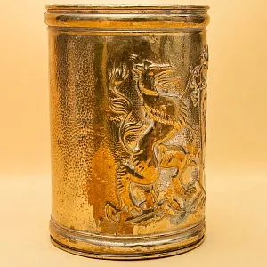 Винтажное Латунное Ведёрко для охлаждения шампанского или вина «Рыцарский Герб», Англия 50 гг. 