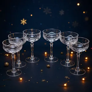 Редкость! Хрустальные Креманки - Фужеры для Шампанского WMF Cristal Cabinet, Германия конец 60-х гг.