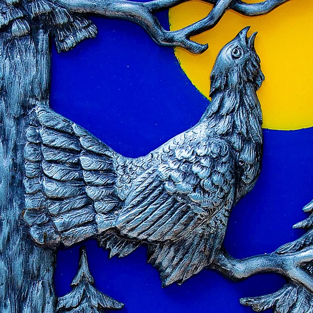 Настенное Панно «Охота - Глухарь на ветке» с функцией Ночника,  Германия 60гг.