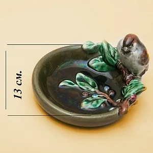 Редкость! Фаянсовая Пепельница - Мелочёвница - Статуэтка «Воробей» СССР ЗиК Конаково - 1959 год. 