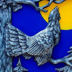 Настенное Панно «Охота - Глухарь на ветке» с функцией Ночника,  Германия 60гг.