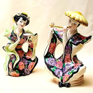 Парные Статуэтки «ДУЭТ - КИТАЙСКИЕ МУЗЫКАНТЫ», Фаянс CIA MANNA, Италия 70 гг.