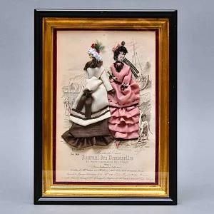 Винтажная Картина - Иллюстрация - Гравюра «Мода - Этрета. Прогулка вдоль моря», Франция.