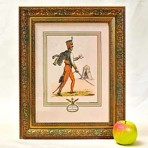 Антикварная Иллюстрация - Гравюра «Армия Наполеона - Адъютант с донесением», Франция.