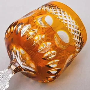 Хрустальный Бокал для вина серия «Monaco» жёлтого цвета, JOSEPHINENHUTTE Германия, 50-е годы ХХ века.