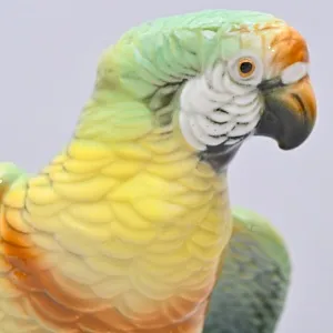 Птица - Фарфоровая статуэтка «Зелёный Попугай», Карл Энс / Karl Ens Германия, 50-е гг.