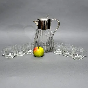 Набор «Виноград» - Хрустальный Графин + 6 -ть Кружек, Silverplate, Германия, 60 -е годы ХХ века.