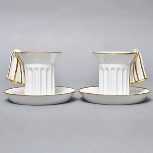  Фарфоровый Кофейный сервиз тет-а-тет «Греческие колонны» 8 предметов, Furstenberg Германия.