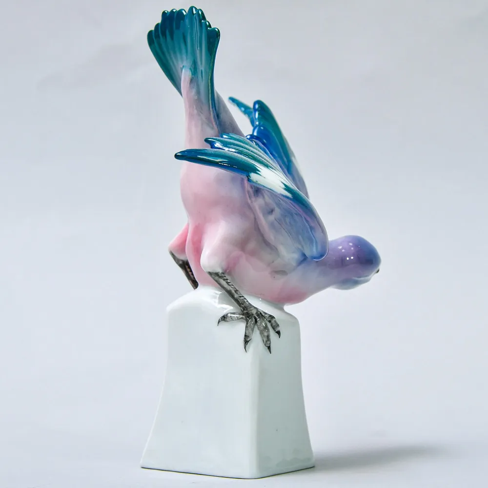 Антикварная Фарфоровая Статуэтка «Птица - Зимородок». Karl Ens Германия, первая половина ХХ века.