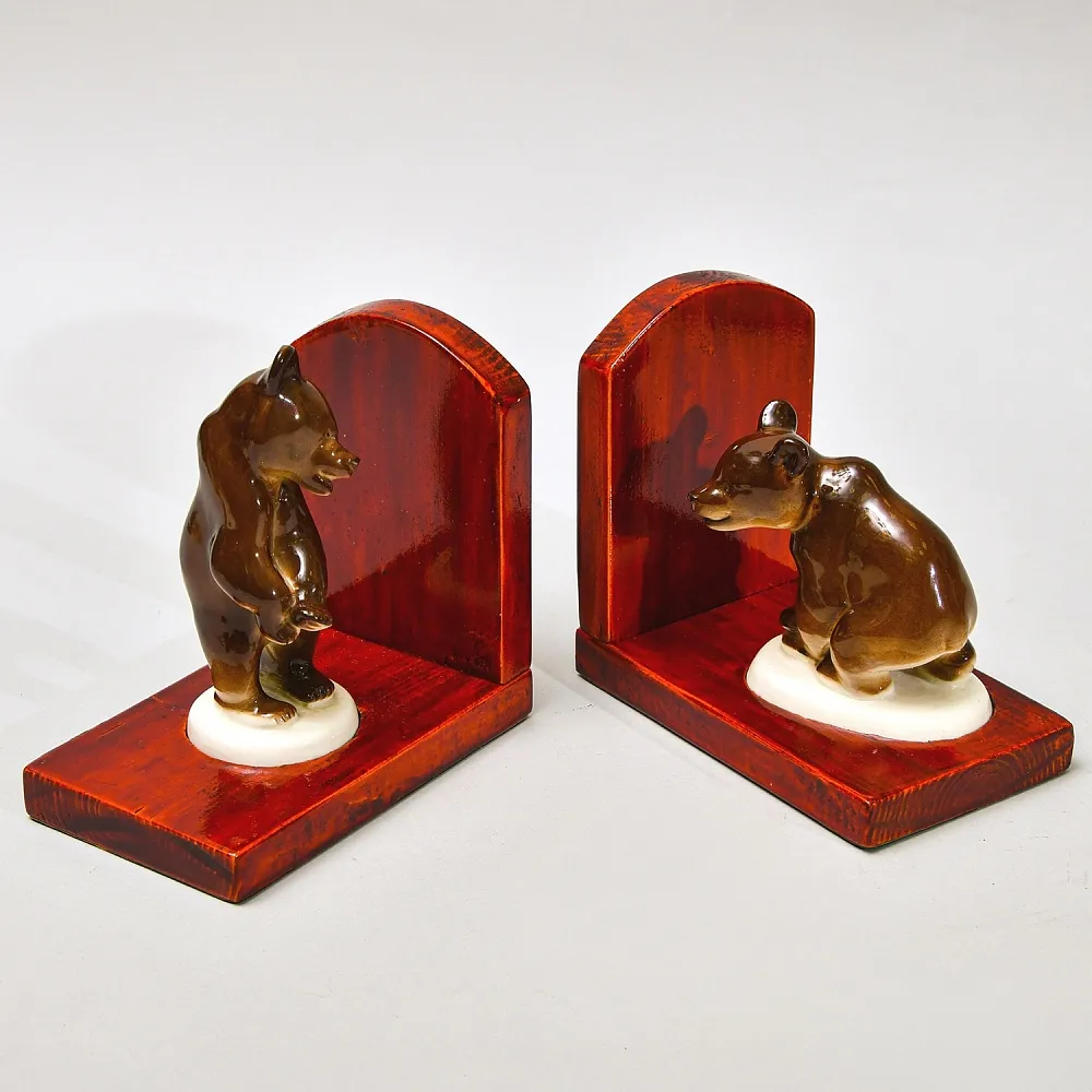 Букенды - Держатель - Ограничитель - Подставка для книг «Бурые Медведи» Фарфор СССР 60 -е годы ХХ век.