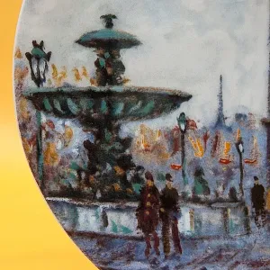 Коллекционная Тарелка «Париж - Площадь Согласия» Фарфор, Лимож, Limoges, Франция.