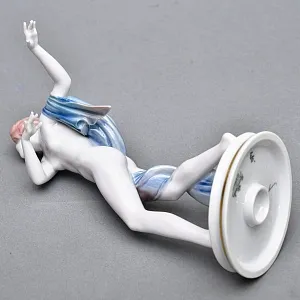 Антикварная Фарфоровая статуэтка «Обнаженная с шарфом», ROSENTHAL Германия - 1924 год. 