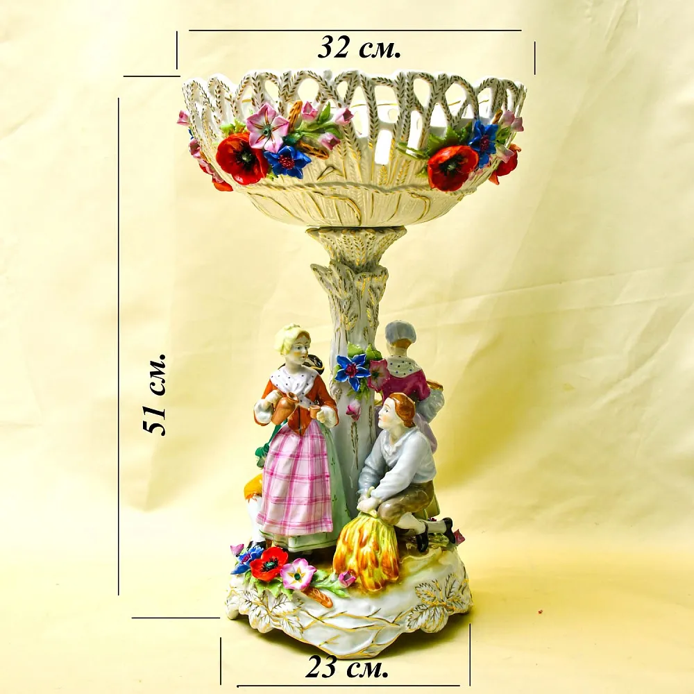 Редкость!!! Большая Фарфоровая Ваза «УРОЖАЙ», PLAUE Германия середина ХХ века.