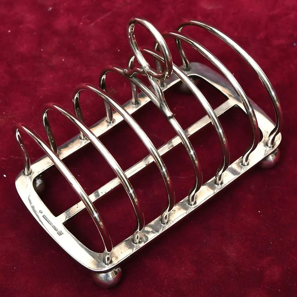 Винтажная Подставка для Тостов, Металл Silverplated, SHEFFIELD Англия - середина ХХ века.