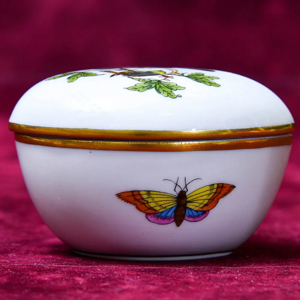 Коллекционая Фарфоровая Шкатулка - Бонбоньерка ROTHSHILD BIRDS, Herend Венгрия, вторая половина ХХ века.