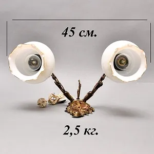 Пара Бронзовых Настенных Электрических Двух рожковых Светильников - Бра, СССР 70 -е гг. 