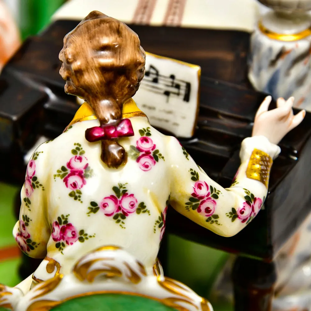 Антикварная Фарфоровая Статуэтка - Подсвечник "Музыкальное Трио", Ernst Bohne Sohne Германия.