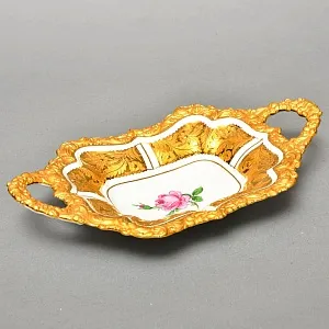 Фарфоровая Сухарница с ручками - Блюдо «Роза Мейсена», MEISSEN Германия, 1924 - 1934 годы.