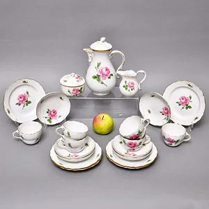 Фарфоровый Чайный Сервиз «РОЗА Мейсена» на 6-ть персон, MEISSEN / МЕЙСЕН Германия. 
