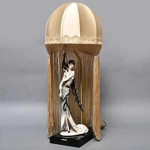 Настольная Электрическая Лампа - Светильник «Дама с Павлином», FLORENCE Италия -1987 год.