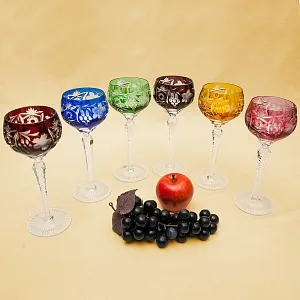 Шесть Бокалов из Цветного Хрусталя «Виноград», NACHTMANN Германия, 60 -е годы ХХ века.