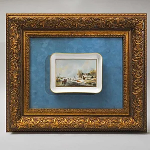 Картина - Панно - Фарфоровая Плакетка «Зимний пейзаж», KPM Berlin Германия, первая половина ХХ века.