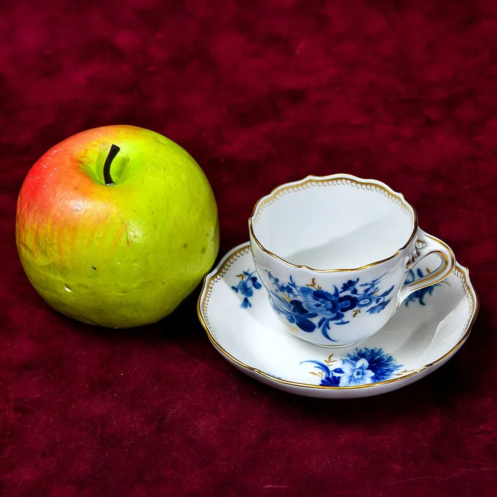 Коллекционная Фарфоровая Кофейная пара «Голубые цветы», MEISSEN / МЕЙСЕН Германия 50 гг.