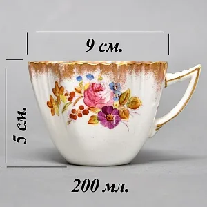 Антикварная Фарфоровая Чайная пара +Тарелка (Тройка) , Англия, конец ХIX - начало ХХ века.