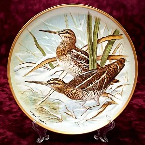 Коллекционная Тарелка «Бекасы» Фарфор Лимож Limoges Франция 1979 год.