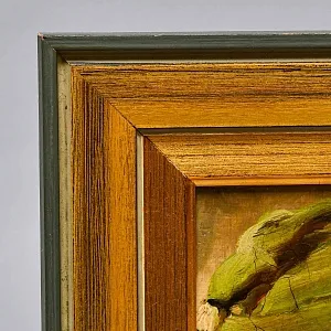 Картина - Портрет - Миниатюра «Старик с трубкой», Доска, Масло, Германия -1965 год.