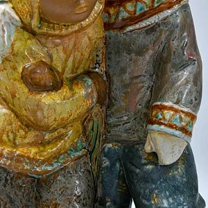 Редкость! Большая Фарфоровая Статуэтка «ЭСКИМОСЫ МАЛЬЧИК И ДЕВОЧКА» Н-38 см. Грес Lladro, Испания.