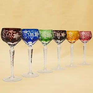 Шесть Бокалов из Цветного Хрусталя «Виноград», NACHTMANN Германия, 60 -е годы ХХ века.