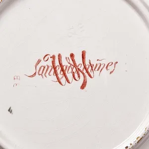 Антикварная Тарелка «Карно в битве при Ваттиньи», Фаянс Sarreguemines, Франция 1875 -1900 гг.