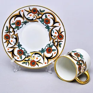 Антикварная Кофейная пара «Узор с Розами», Фарфор Hutschenreuther Германия, 1925 - 1939 годы.