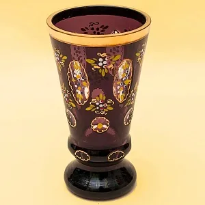 Коллекционная Кубок - Ваза, Цветочная Эмалевая роспись, Хрусталь Ernst Wittig, Германия  40-е годы ХХ века.