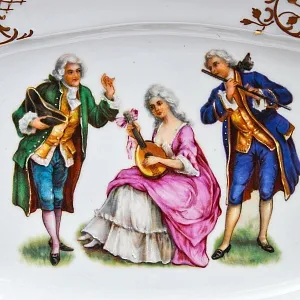 Антикварное Фарфоровое Блюдо - Тарелка  «Концерт галантного века», Fraureuth Германия 1920 -1926 годы.