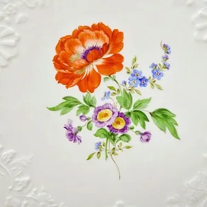 Большое Сервировочное Блюдо - Тарелка «ЦВЕТЫ», Фарфор MEISSEN Германия - 1985 год.