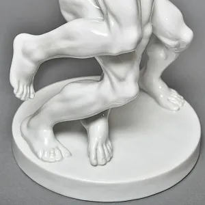 Редкость! Большая Фарфоровая статуэтка «Cпортсмены. БОРЦЫ», HEREND Венгрия, середина ХХ века.