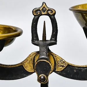 Антикварные Кухонные Весы с чашкой для сыпучих продуктов на 1 фунт, Англия начало ХХ века.