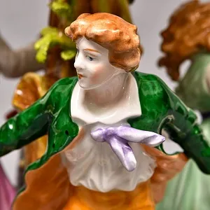 Редкость! Фарфоровая Настольная Электрическая Лампа «ХОРОВОД», Литофания, PLAUE Германия.