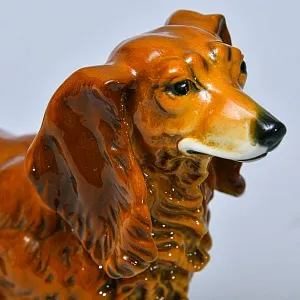 Редкость!!! Антикварная Фарфоровая статуэтка «Собака -  Длинношерстная Такса», Карл Энс / Karl Ens, Германия.