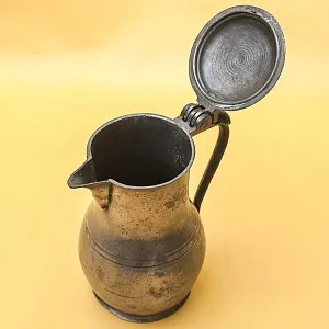 Антикварный Классический Оловянный Кувшин - Кофейник на 1,2 литра. Бельгия,  ХIХ век.