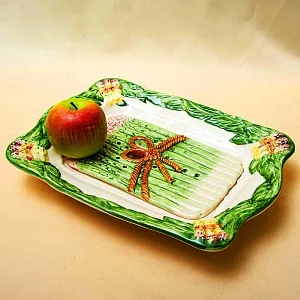 Фаянсовое Сервировочное Блюдо - Судок для подачи Спаржи, Франции начало ХХ века.