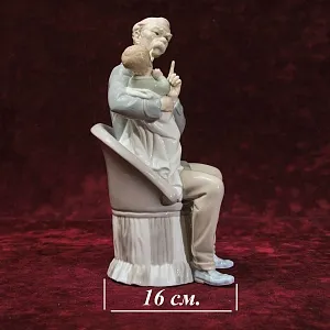 Редкость! Коллекционная Фарфоровая статуэтка «Дедушка с внуком», Lladro Испания 1965 - 1970 годы.