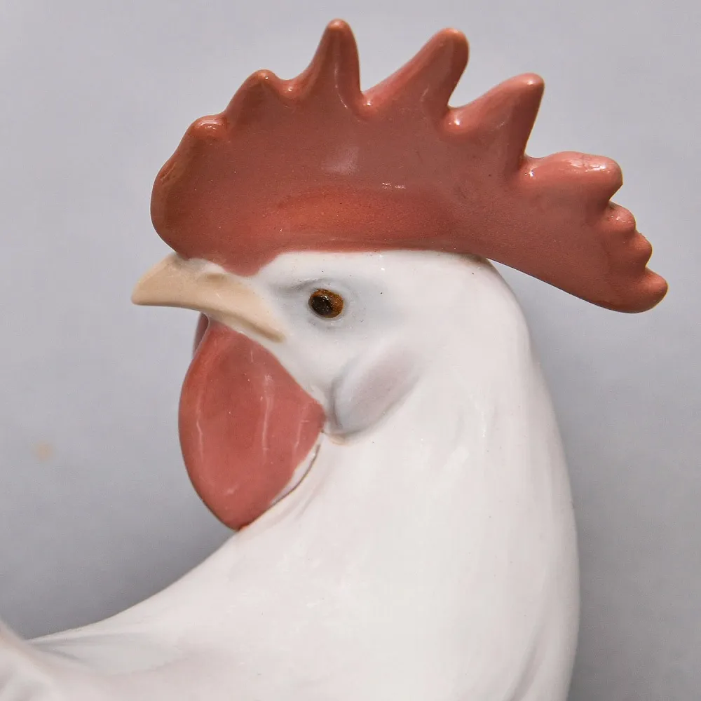 Коллекционная Фарфоровая статуэтка «Белый Петух», Lladro Испания, 1969 - 1979 годы. 