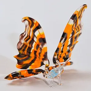 Авторская Коллекционная Стеклянная Статуэтка «Оранжевая Бабочка», Цветное стекло, Россия.