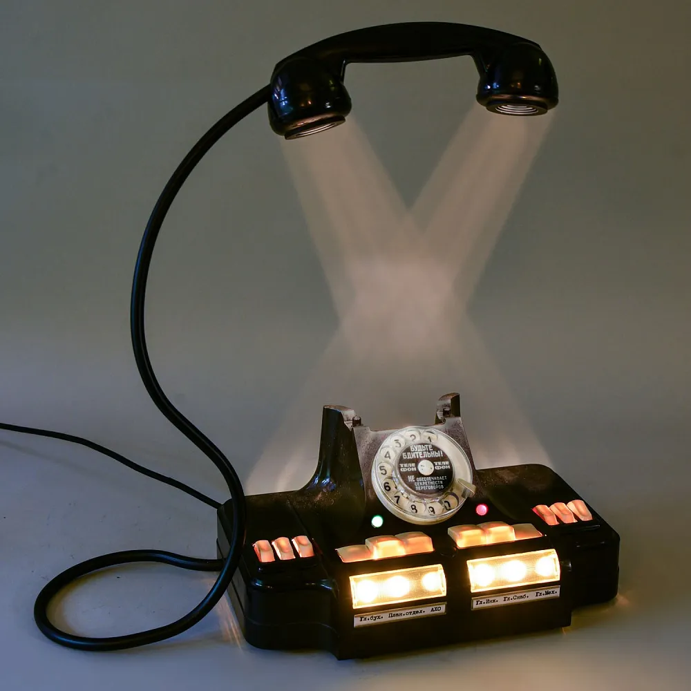 Настольная Электрическая Лампа - Светильник «Директорский Телефон - Будьте Бдительны» СССР - 1974 год.